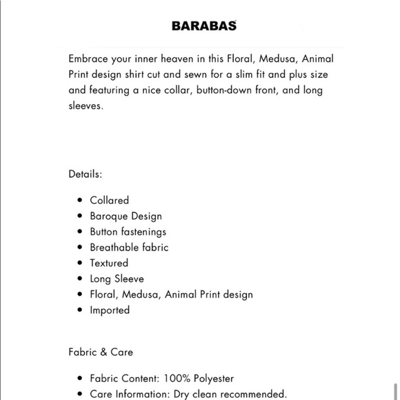 Nwt Men’s BARABAS Easy on the Eye 👁 Button Down Dress Shirt Size: Small - Picture 5 of 5